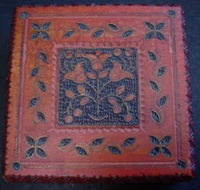 Hand Carved Wood Trinket Box Decorative Inlay