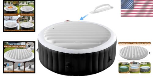 Windproof Round Hot Tub Cover - 5.4ft Inflatable Lid with Easy Transport Handles - Picture 2 of 9