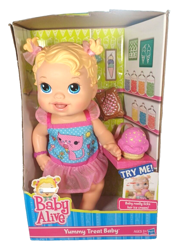 New Baby Alive Yummy Treat Baby Doll Ice Cream Cone 2012 Box Distressing - Picture 2 of 13