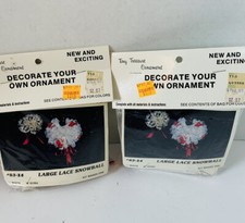 2 Vintage Merri Mac Christmas Ornament Craft Kits Lace Snowball