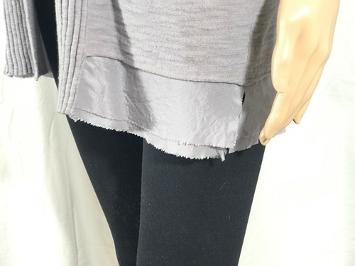 LC Lauren Conrad Womens Open Front Light Gray Cardigan Fringe Size Small - Picture 3 of 9
