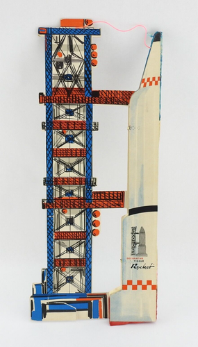 Vintage Waben erweiterbar Seidenpapier Rakete Schiff Weltraum Japan dekorativ 15" - Bild 2 von 6