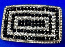 No Boundaries Black And Clear Rhinestone Pattern In Silver Color Belt Buckle