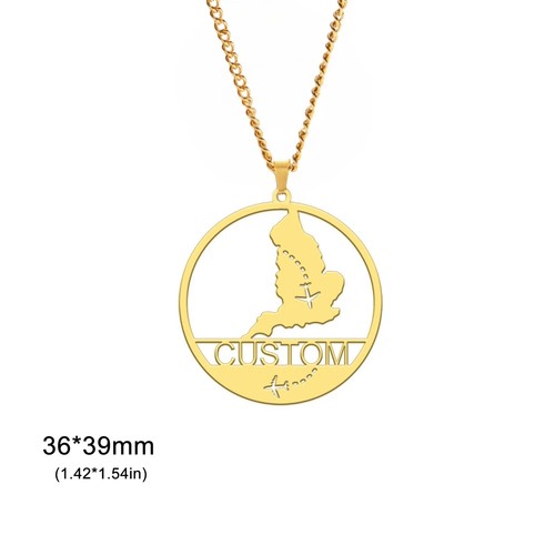 Individueller Name Länderkarte Halsketten Edelstahl personalisiert Flugzeug Schmuck - Bild 27 von 27