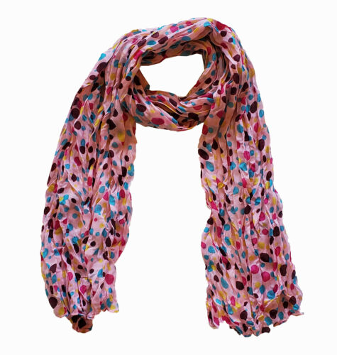 Pleated Scarf Multi Colors Polka Dot Scarves for Women Girls - Picture 2 of 15