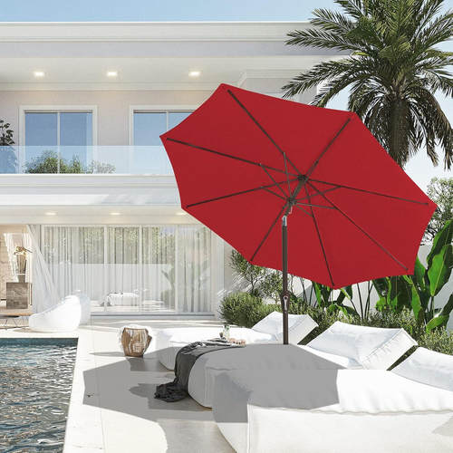 9FT Outdoor Patio Umbrella Outdoor Table Umbrella with Push Button Tilt and Cran