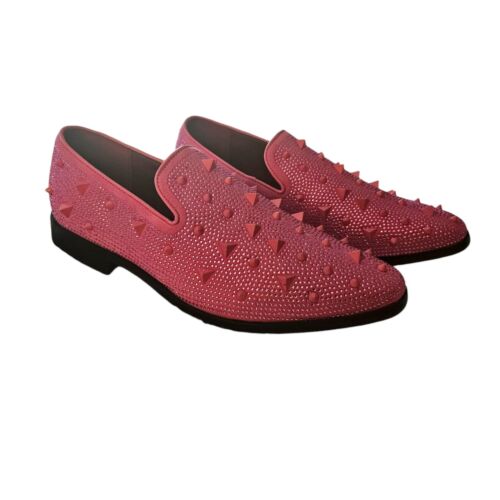 Mens Spike Sparkle Pink Loafers Size 9.5 Fashion Prom Groomsman Barbie - Picture 3 of 7