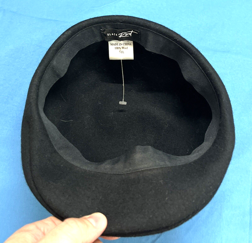 VINTAGE BLACK RIVET Men's BLACK Wool NEWSBOY/CABBIE/DRIVING HAT FLAT CAP Sz M/L - Picture 6 of 6
