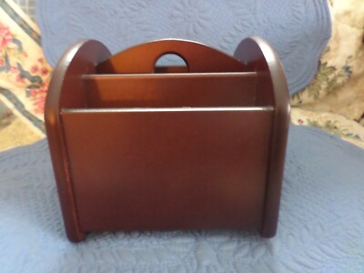 Revolving Brown Wood Desktop Organizer Lazy Susan Caddy