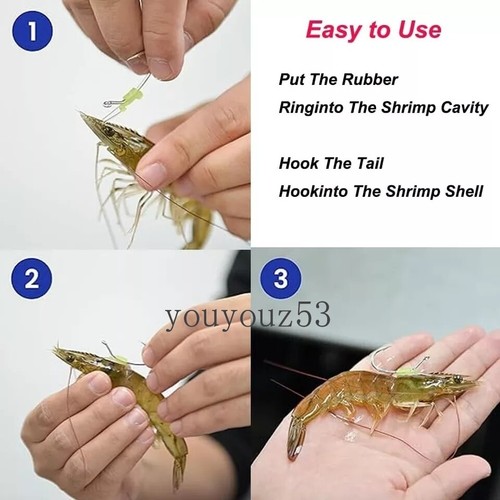 Lebendgarnelen Haken Angeln Salzwasser, Leuchtende Lebendgarnelen Haken Stacheln mit Loch - Bild 3 von 12
