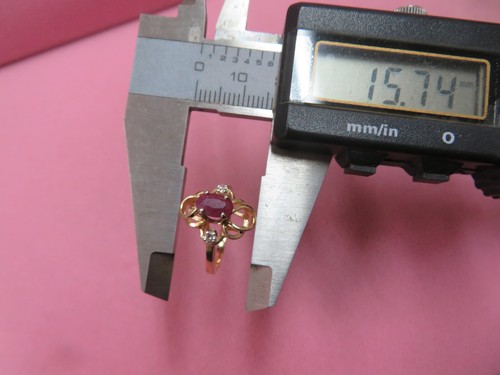 14K Solid Yellow Gold Ruby Diamond Band Ring Size 6.25 / 4.1 G - Picture 8 of 10