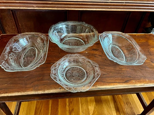 Federal Glass - Clear Madrid Pattern. Vintage Depression glass- 4 pieces