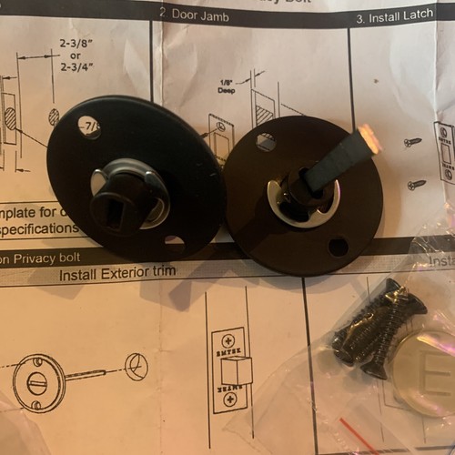 Emtek Classic Thumbturn Privacy Bolt Door Lock 828TPUS19 Flat Black NEW No Box - Picture 7 of 17