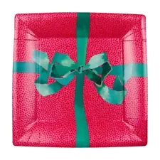 Caspari Square Paper Salad/Dessert Plate, Tied With A Bow - 2 Packs (18110SP)
