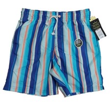 *NWT* Boys Art Class M(8-10) Blue Stripped UPF 50+ Drawstring Swim Shorts #Y5