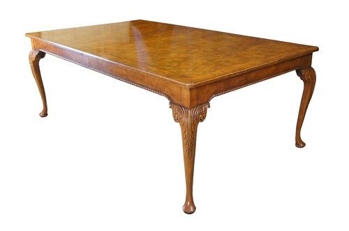 Vintage Baker Stately Homes Chippendale Style Burled Walnut Dining Table 130" - Picture 2 of 12