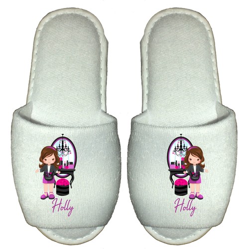 Personalised MakeUp Artist Spa Slippers Pamper Party Girls Sleepover Gift  - Picture 11 of 13