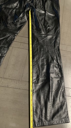 A6 MAXIMA WILSON MOTO BLACK SOFT LEATHER PANTS LINED HIGH WAIST SZ 10 28x31” - Picture 9 of 24