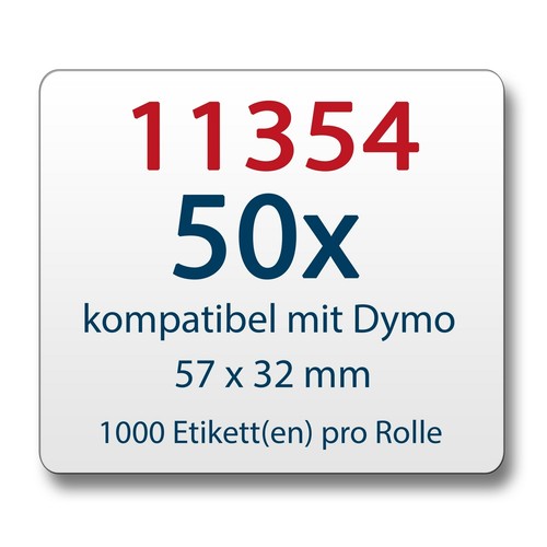 50x Etiqueta compatible con Dymo 11354 57 x 32 mm 1000 etiquetas por rollo - Imagen 2 de 7
