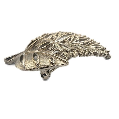 Vintage Lisner Double Leaf Brooch Mid Century Nature Pin - Picture 2 of 7