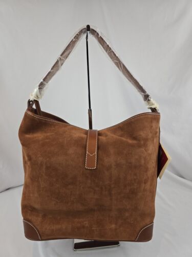 NUOVA borsa a tracolla Dooney & Bourke in pelle scamosciata - marrone miele - Foto 8 di 14