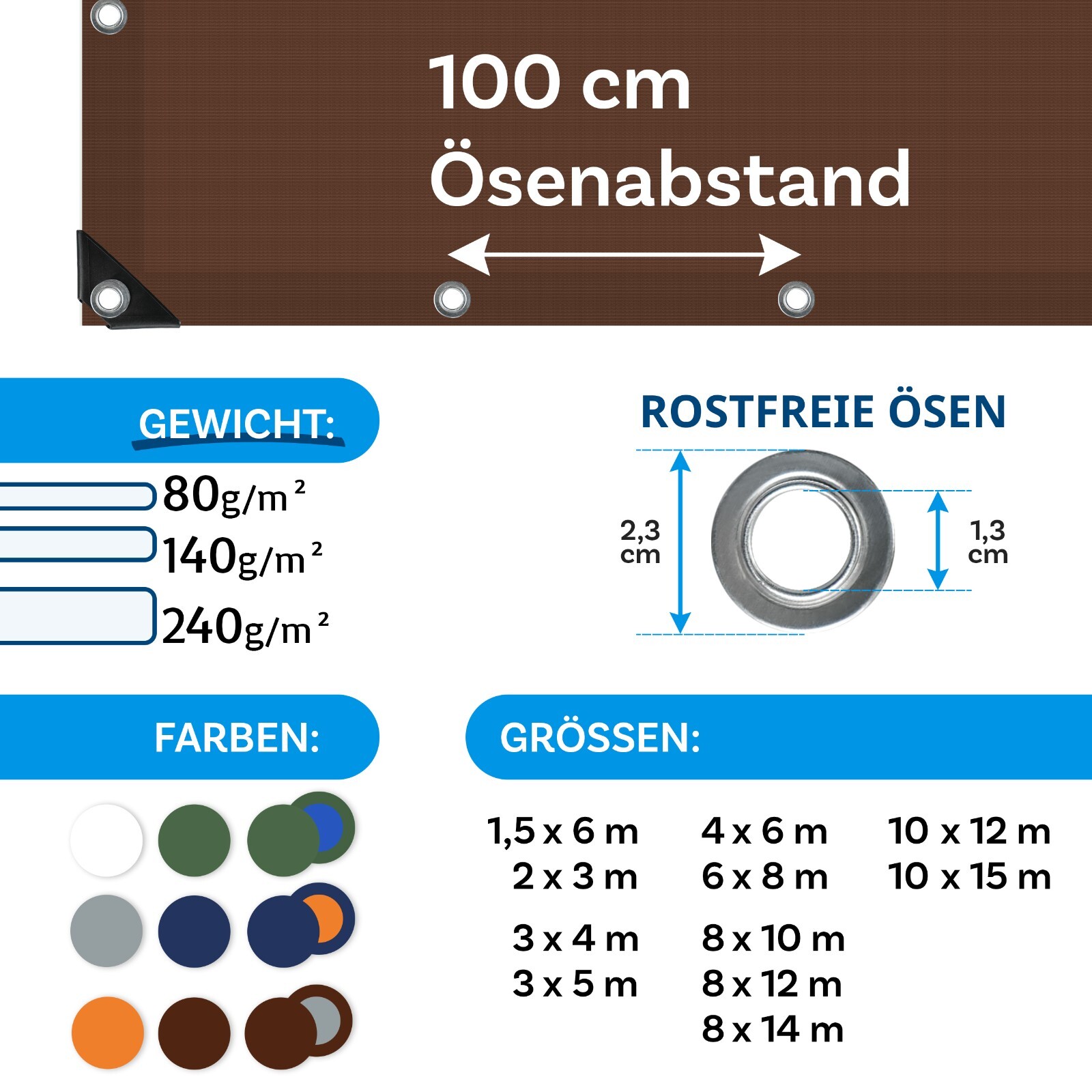 Abdeckplane Plane mit Ösen Holzplane Gewebeplane Bootsplane Garten Holz Schutz