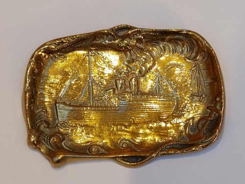 Vintage brass tray/plaque Marine interest - Picture 8 of 9
