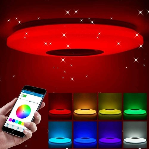 Plafoniera a led rgb con cassa bluetooth musica lampadario da soffitto 62w - Foto 2 di 6