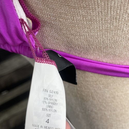 NEW La Blanca Swim Top Size 4 Halter Triangle Padded Cup Bikini Magenta Purple - Picture 9 of 10
