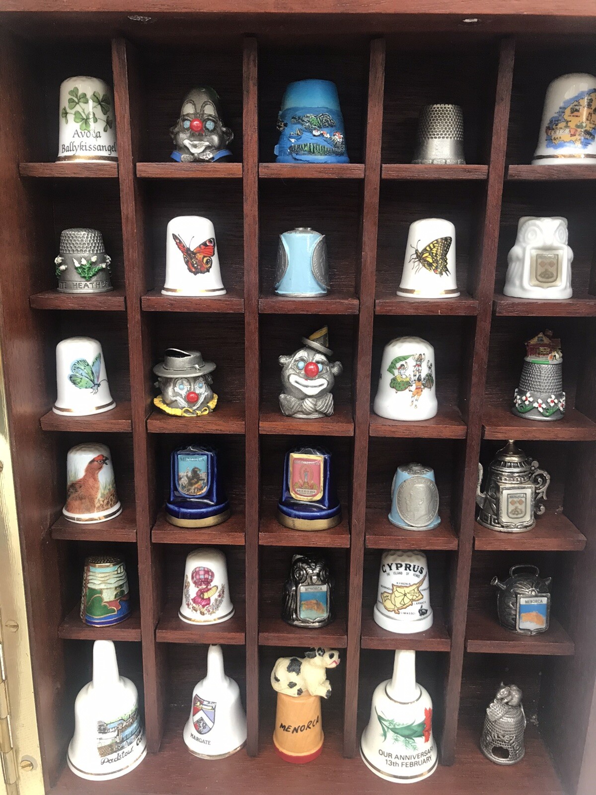 Thimbles Display Case Solid Wooden W 30 Thimbles Unique Collectibles