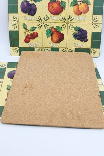 Vintage Pimpernel Fruit Placemat Hard Cork Back Plum Apple Pear Grape Kitchen - Picture 5 of 6