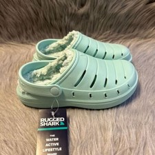 Rugged Shark Lined Clogs Girl Size 1 Mint Blue Slip On Shoes Sandals Lightweight