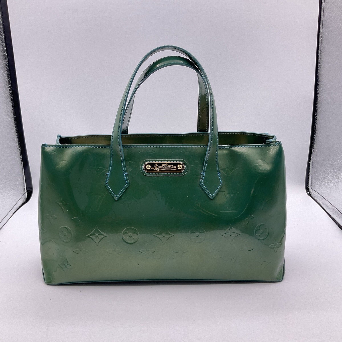 Louis Vuitton Green And Blue Wilshire PM Hand Bag With COA