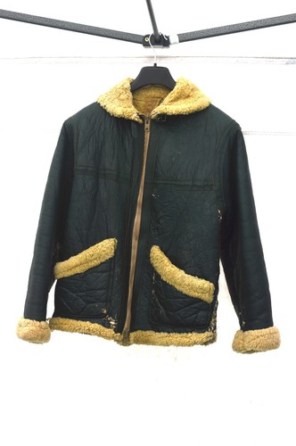 Fliegerjacke Vintage grün Lammfell - Bild 1 von 15