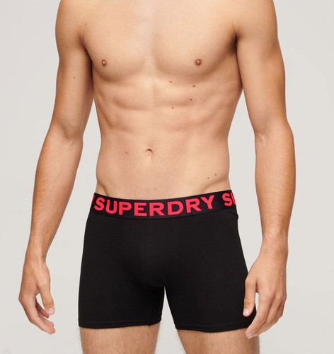 Superdry Boxer Shorts 3 Pack Underwear Mid Length Triple Pack Black Neon - Picture 2 of 7