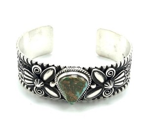 Navajo-Handmade-Sterling-Silver-Royston-Turquoise-Cuff-Bracelet-Andy-Cadman