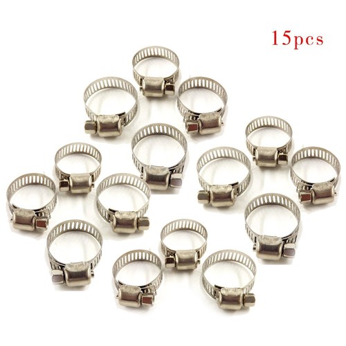 5/16"-15/32"(8-12 mm)Stainless Steel Drive Hose Clamps Fuel Line Worm Clips15Pcs - Imagen 1 de 7