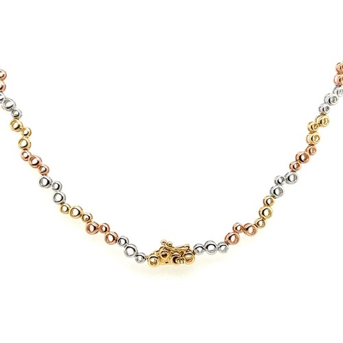 Contemporary Diamond and 14k Yellow, White and Rose Gold Circle/Bubble Necklace - Picture 9 of 10