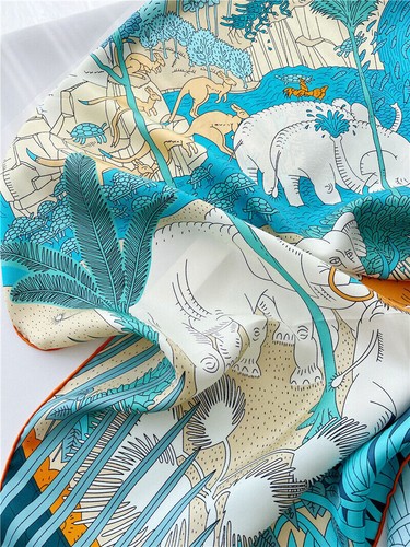 Animals Print Pure Twill Silk Wrap Scarf Bandana Large Square Shawl Kerchief 53" - Picture 19 of 25