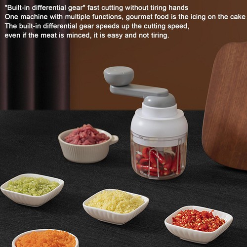 1X Manual Food Processor Mini Cordless Vegetable Garlic Chopper With Hand Crank - Picture 4 of 12