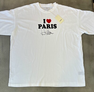NWT RARE ICONIC Vetements I LOVE PARIS “HILTON” White T-Shirt L NWT RARE ICONIC Vetements I LOVE PARIS “HILTON” White T-Shirt L