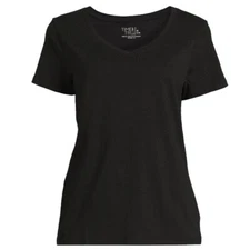 Time and Tru Womans V Neck Tee with Short Sleeves XXXL 22 New with Tags Black