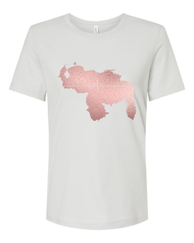 Camiseta Bandera Venezolana Damas Estampado Oro Rosa Caliente - Imagen 2 de 5
