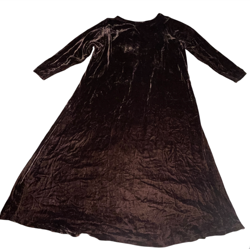 Maxi Vestido Eileen Fisher Terciopelo Aplastado Marrón Manga Larga Mujer Talla Grande 2 - Imagen 3 de 8