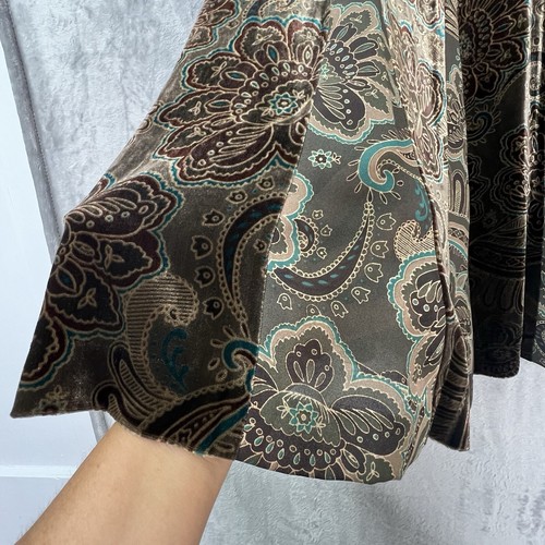 Ann Taylor Loft Paisley Print Velvet with Silk Panels Skirt Size 16 Whimsygoth - Picture 3 of 14