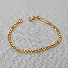 Women's Stainless steel 4mm Curb chain Gold plating bracelet