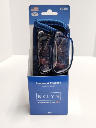 Bklyn + 2,00 Leser mit Beuteln Vergrößerungsbrille 2er-Pack Modell WINDSOR COLPK