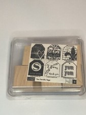 Stampin' Up 6pc TOO TERRIFIC TAGS Rubber Ink Stamp Set EUC