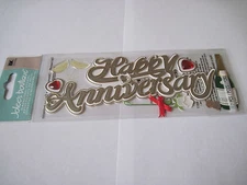 Crafts Jolee's Stickers Happy Anniversary Title Champagne Glasses Hearts 3D (DC)