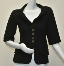 $3800 NEW Chanel JACKET Blazer Coat Black WOOL SILK Tweed 7 CC Buttons Gold 36